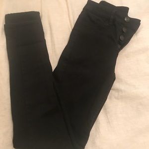 H&M high waisted button up black jeans size 2